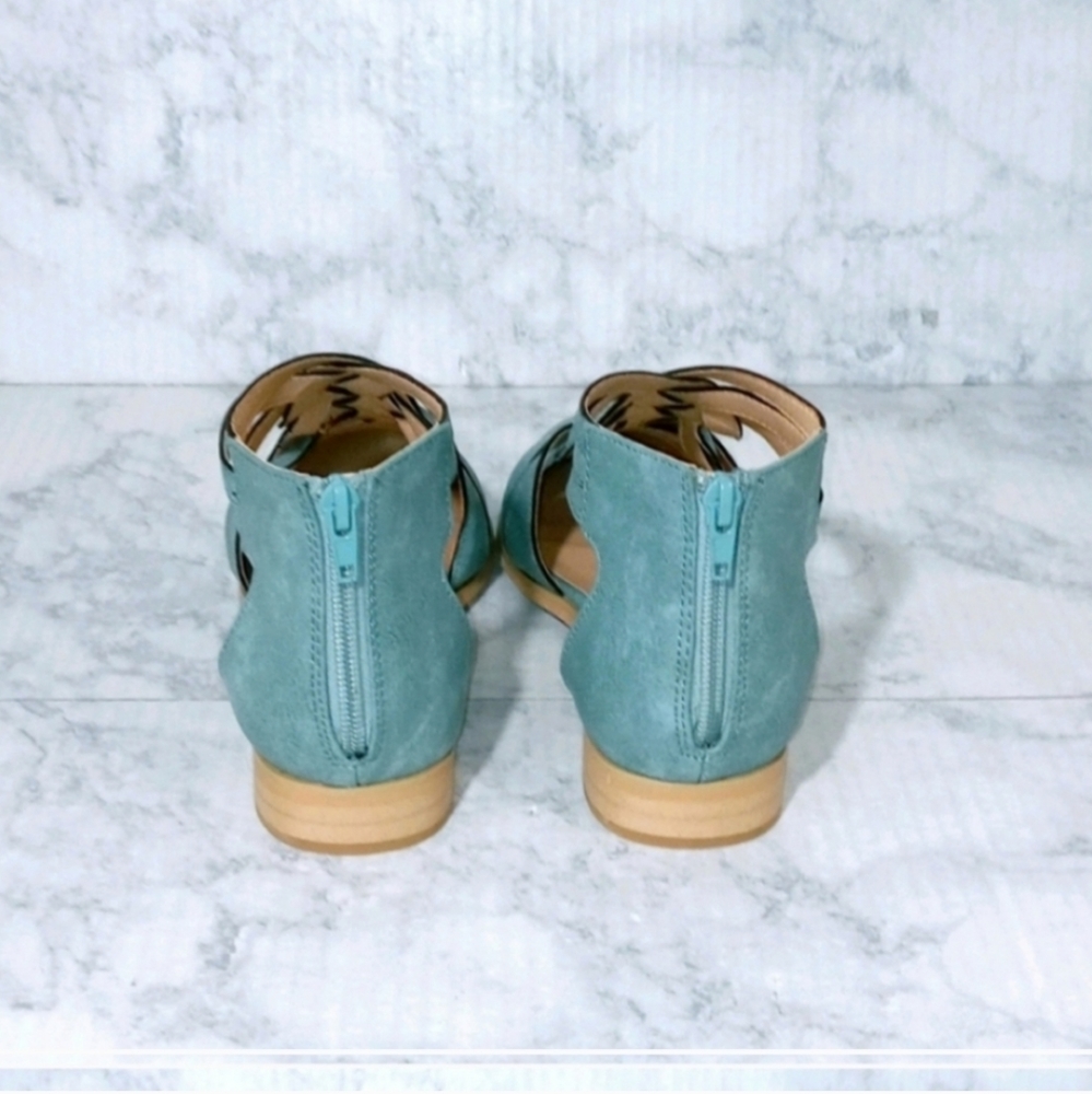 New! Boho Vibes Vegan Leather Shoes in Desert Blue - Picture 2 of 8